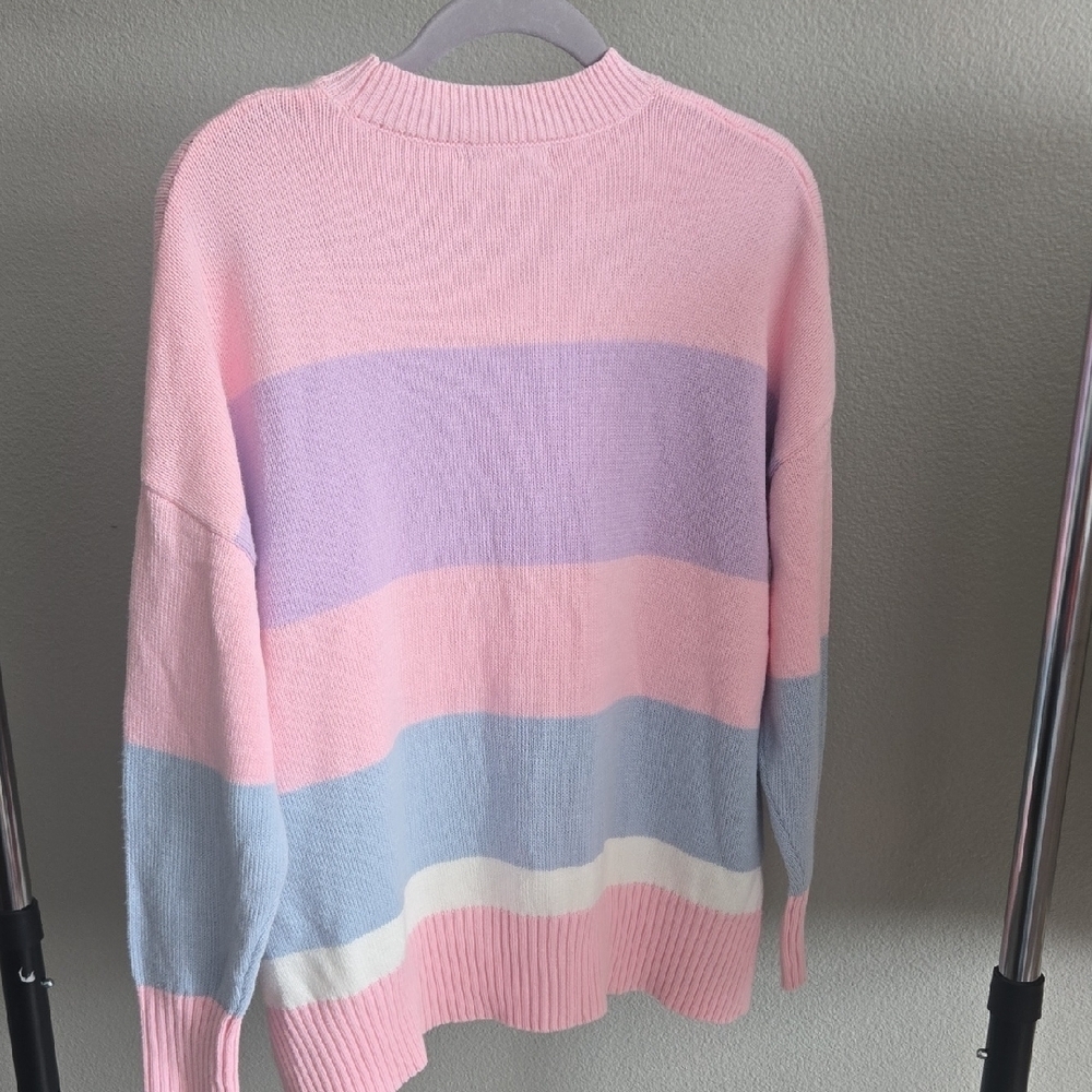 Sincerely Jules Pink and Lavender Striped Sweater - Picture 4 of 4